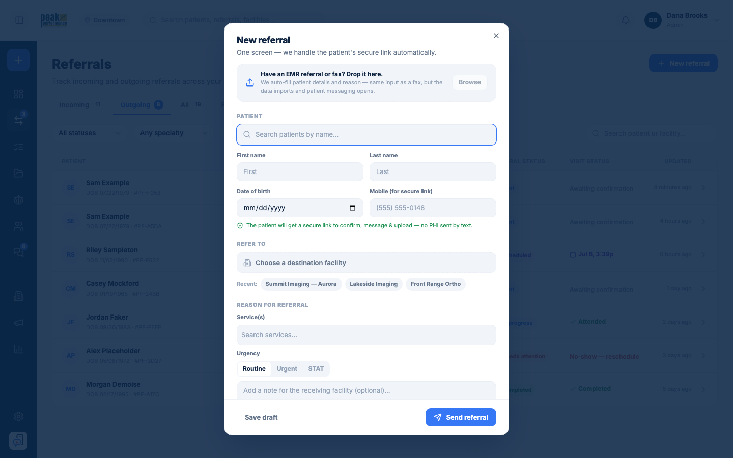 New referral composer