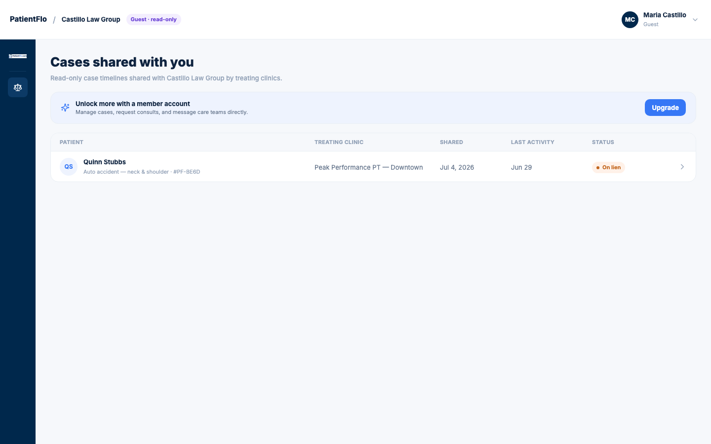 Attorney portal: cases shared with you